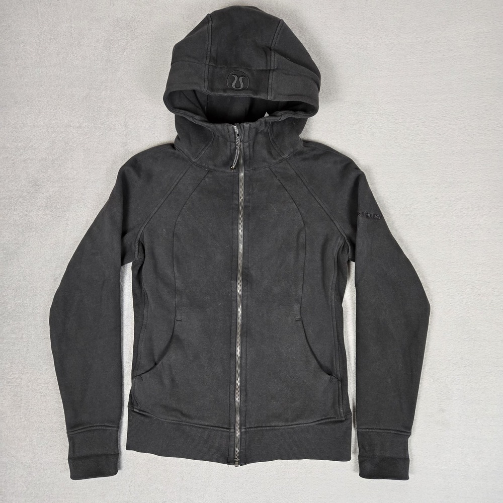 Lululemon Scuba Hoodie Womens 8 Black Full Zip Stretch Athleisure Jacket W3JGY